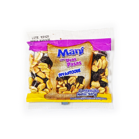 Maní con Uvas Pasas Divantoque x50g